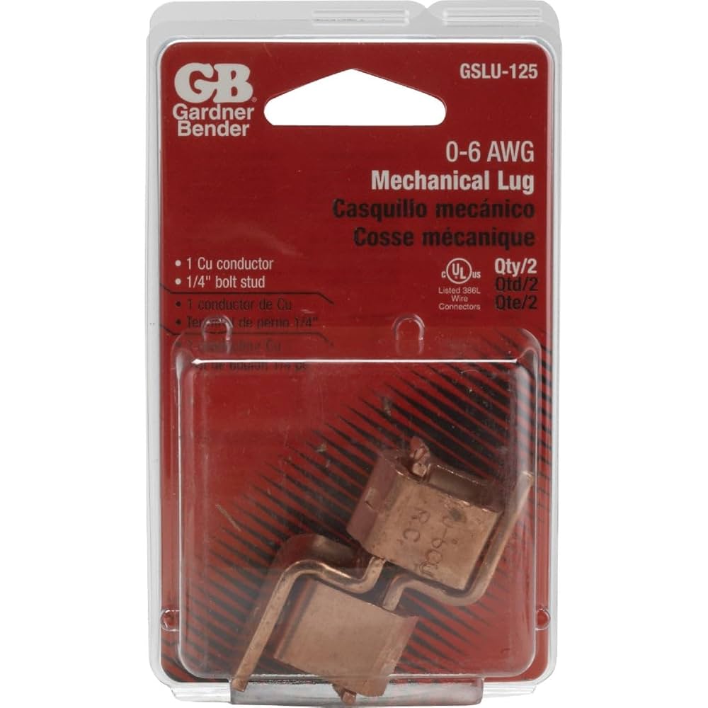 Gardner Bender GSLU-125 Mechanical Lug, 1/0-8 AWG, Copper